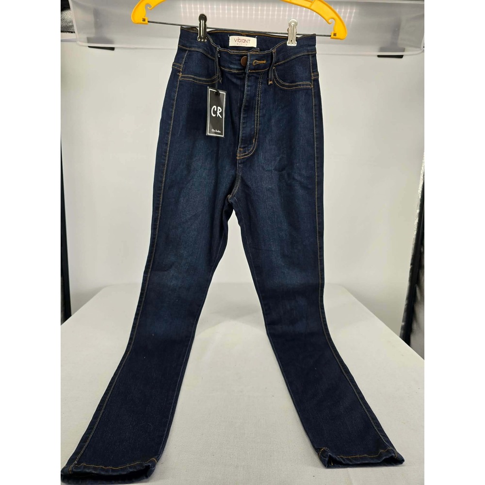 Vibrant MIU Womens Dark Wash High Rise Skinny Jeans Size 5 W26 Made in USA P88